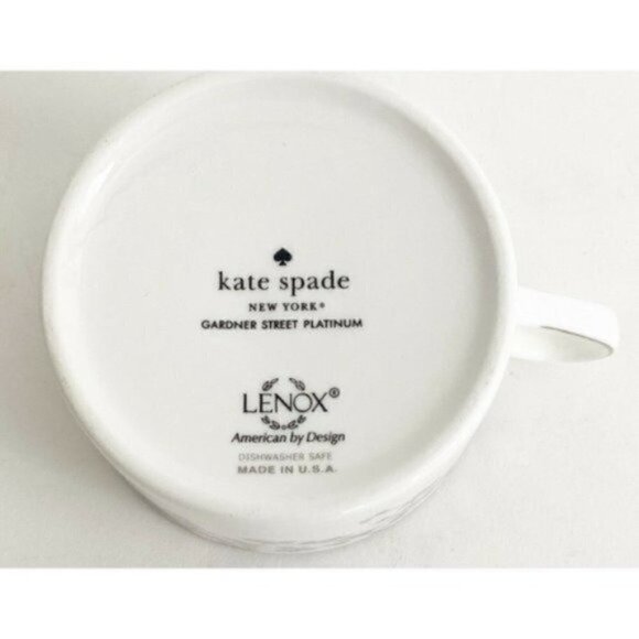 2pc Kate Spade New York Gardner Street Platinum Dinner plate 10 7/8” & Cup 2.3” - Picture 10 of 10